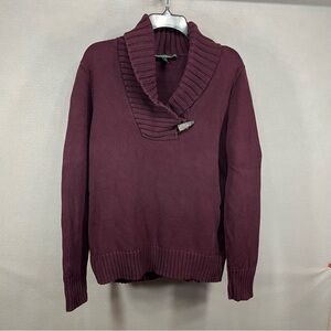 Women Lauren Ralph Lauren Sz XL Purple Shawl Collar Sweater Horn Toggle Closure